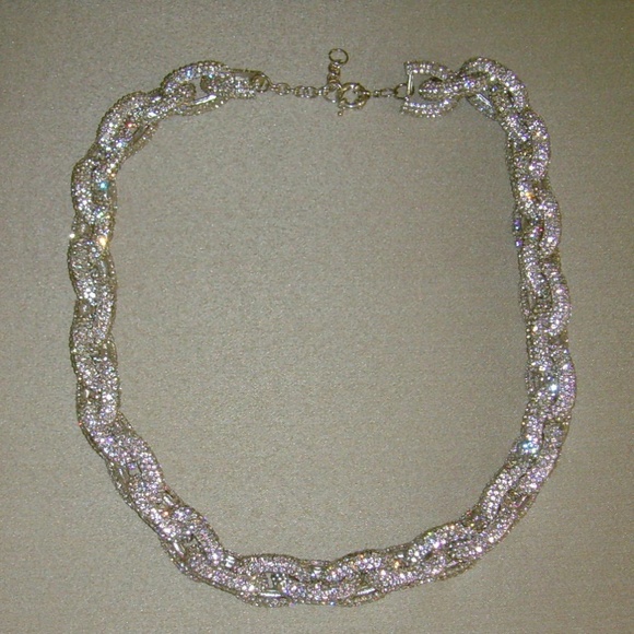 Rhinestone and Silver-Tone Chain Link Necklace - BLING! - Picture 14 of 15